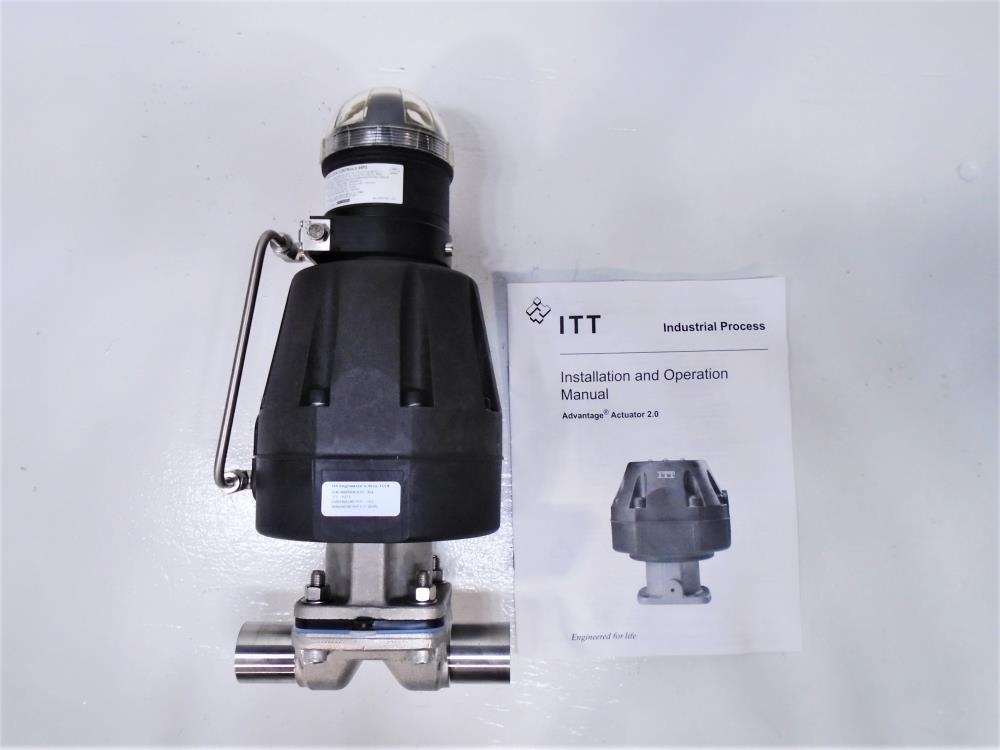 ITT 1-1/2" Buttweld 316 Sanitary Diaphragm Valve, B217 Actuator, Westlock Switch